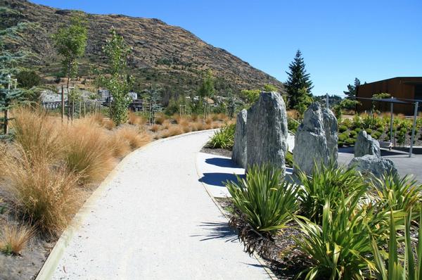 Award-winning landscape design at Queenstown's Remarkables Primary School by Baxter Design Group.